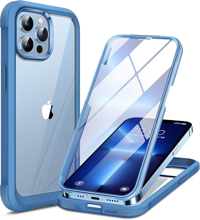 Miracase iPhone 13 Pro Max Case – Tempered Glass, Capri Blue